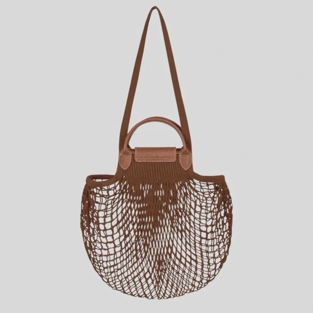 Longchamp Le Pliage Filet Mesh Knit Shoulder Bag in Tobacco - Picture 2 of 8